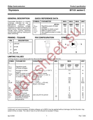 BT151-800C,127 datasheet  